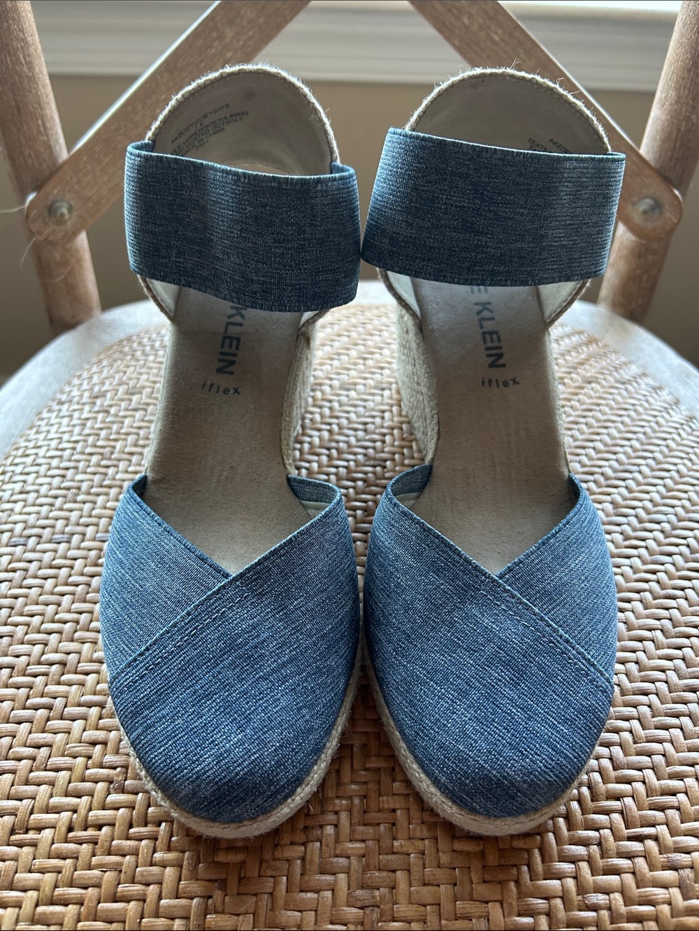 Anne Klein iflex Espadrille Wedge Sandals in Denim Blue
